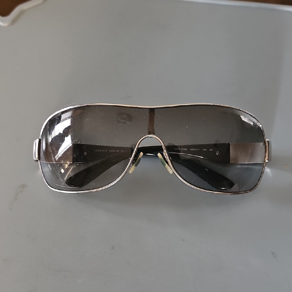 Versace Metallic Silver Sunglasses with Dark Lenses w/ Vercase Case